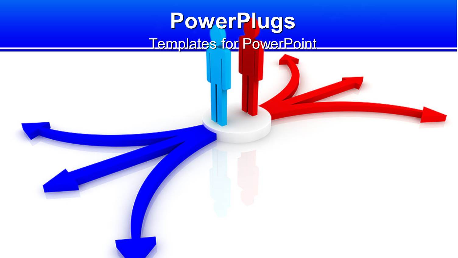 Two 3d Human Characters Standing on a White Circular Surface with Arrows