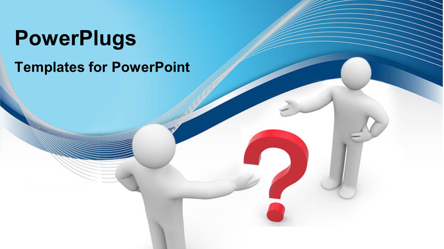 Two 3D Men Pointing at Red 3D Question Mark Symbol