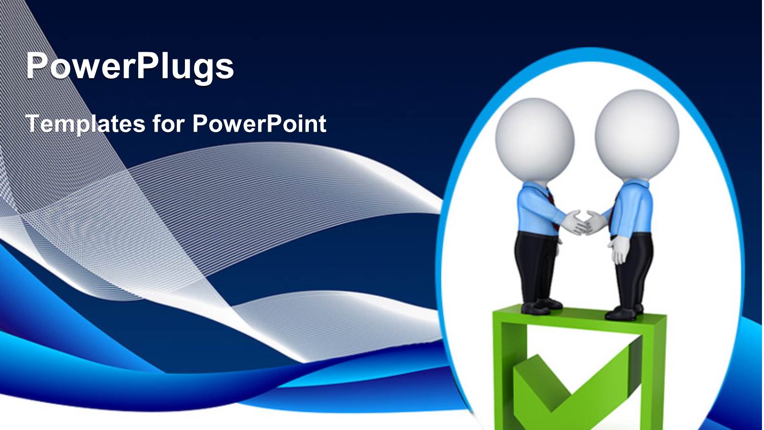 Two 3D Men Shake Hands on Green Check Box