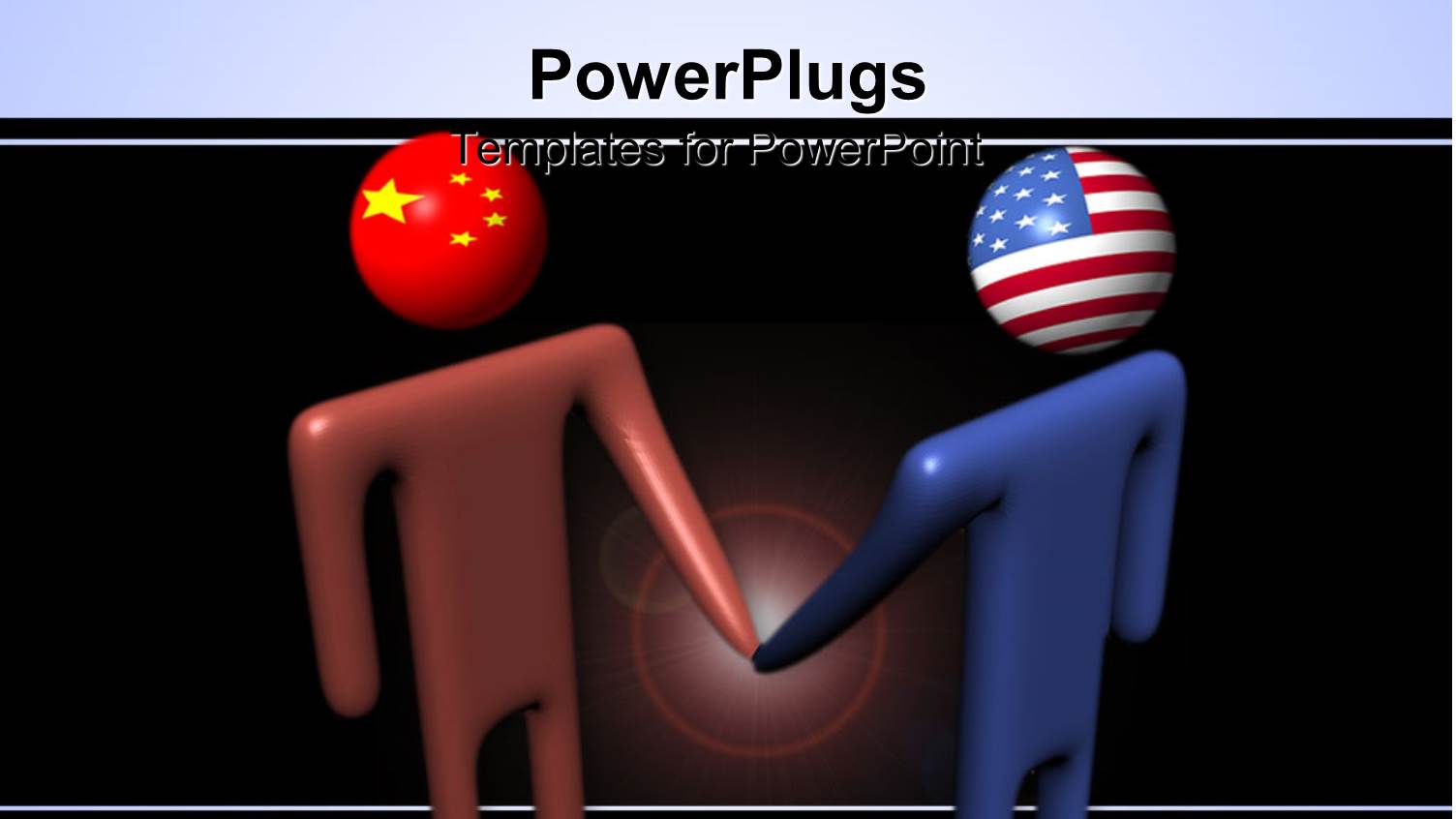Two Abstract People with Chinese and American Flag as Heads Shaking Hands