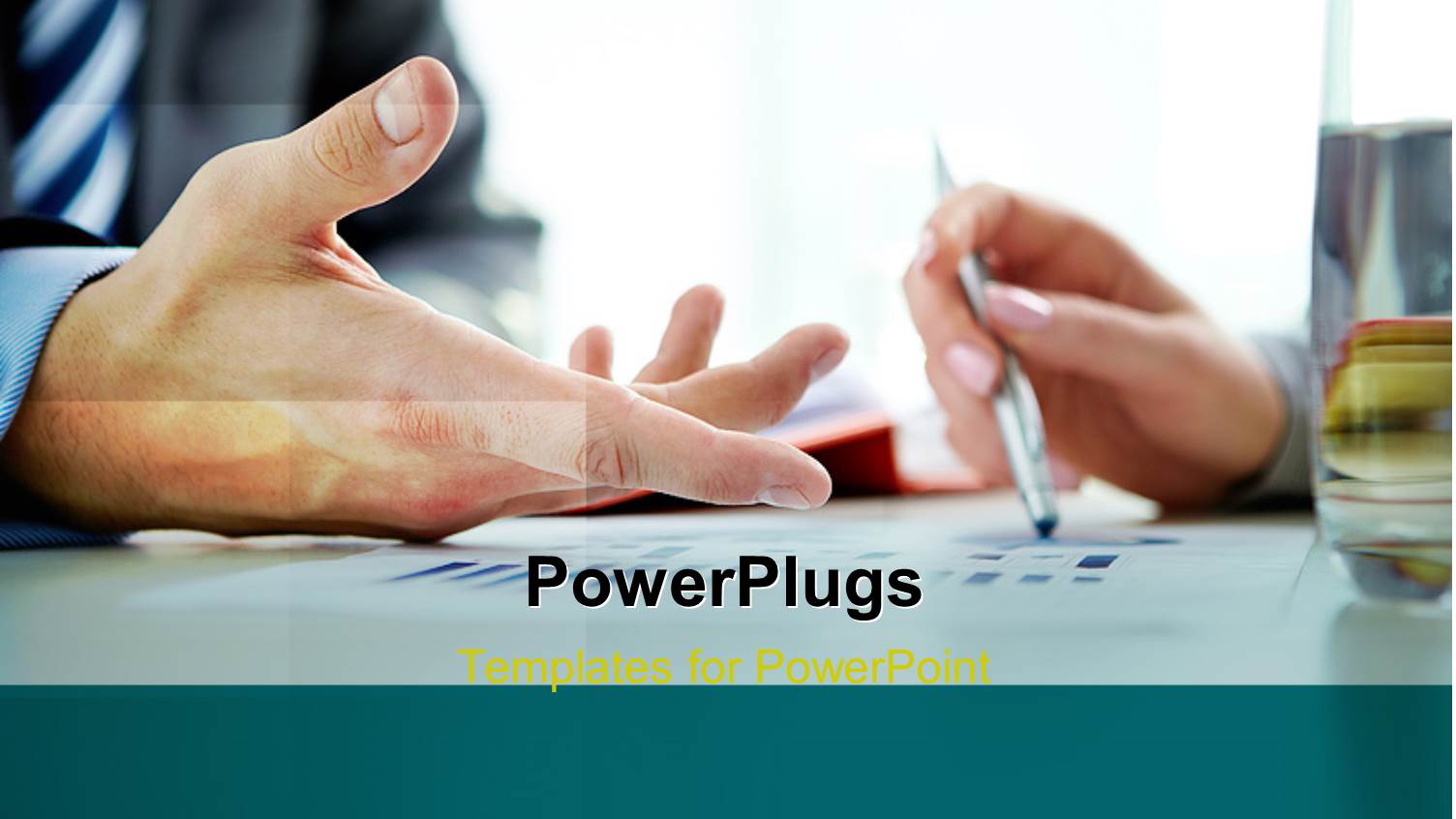 Two Adult Business Hands Holding a Pen on some Documents