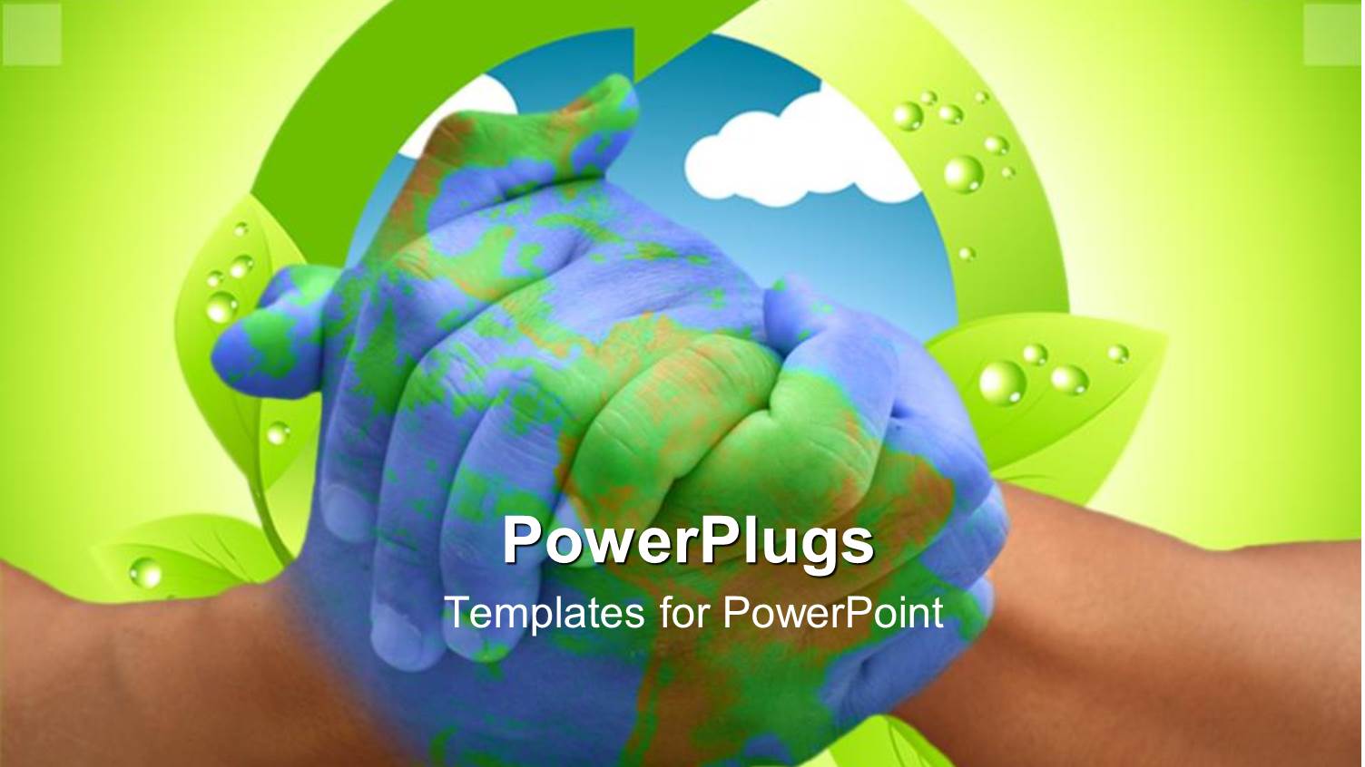 Two Adult Hands Clasped Together with a Recycle Symbol