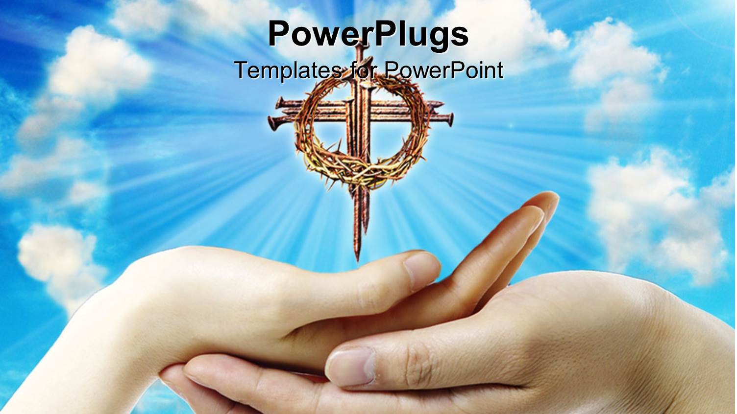 Two Adult Hands Placed on Each other with a small Cross Over them