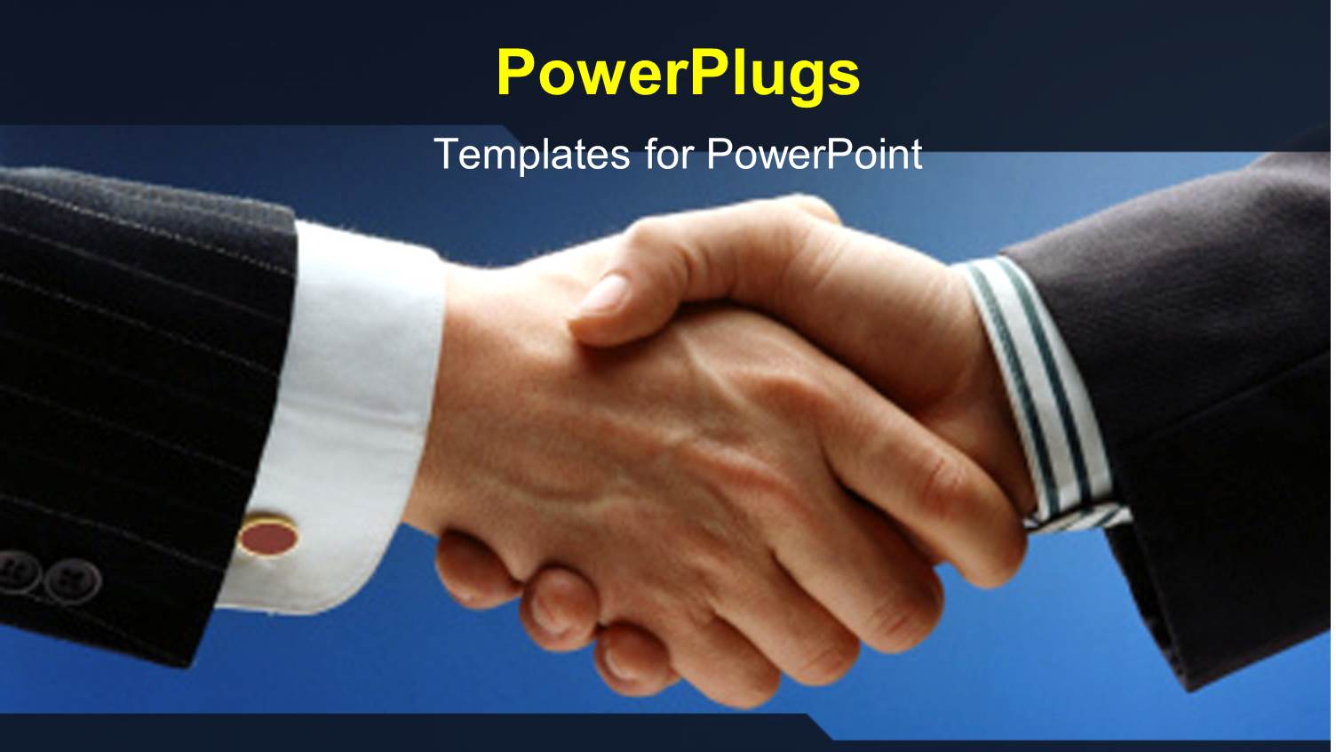 Two Adult Shaking Hands on a Blue Colored Background