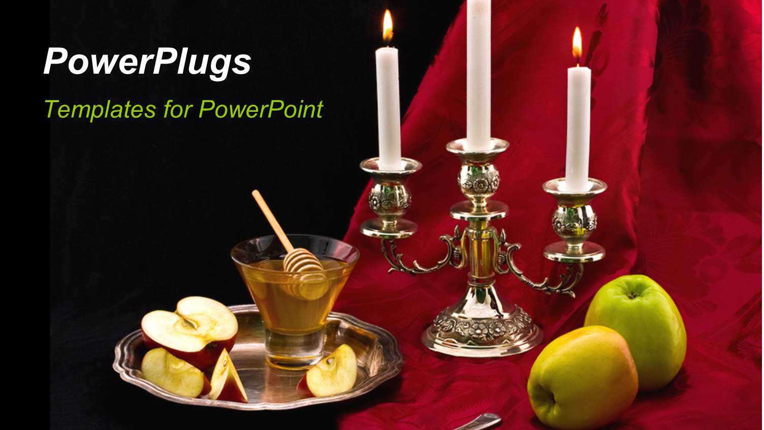 Two Apples Beside a Candle Stand to Celebrate the Jewish Holiday