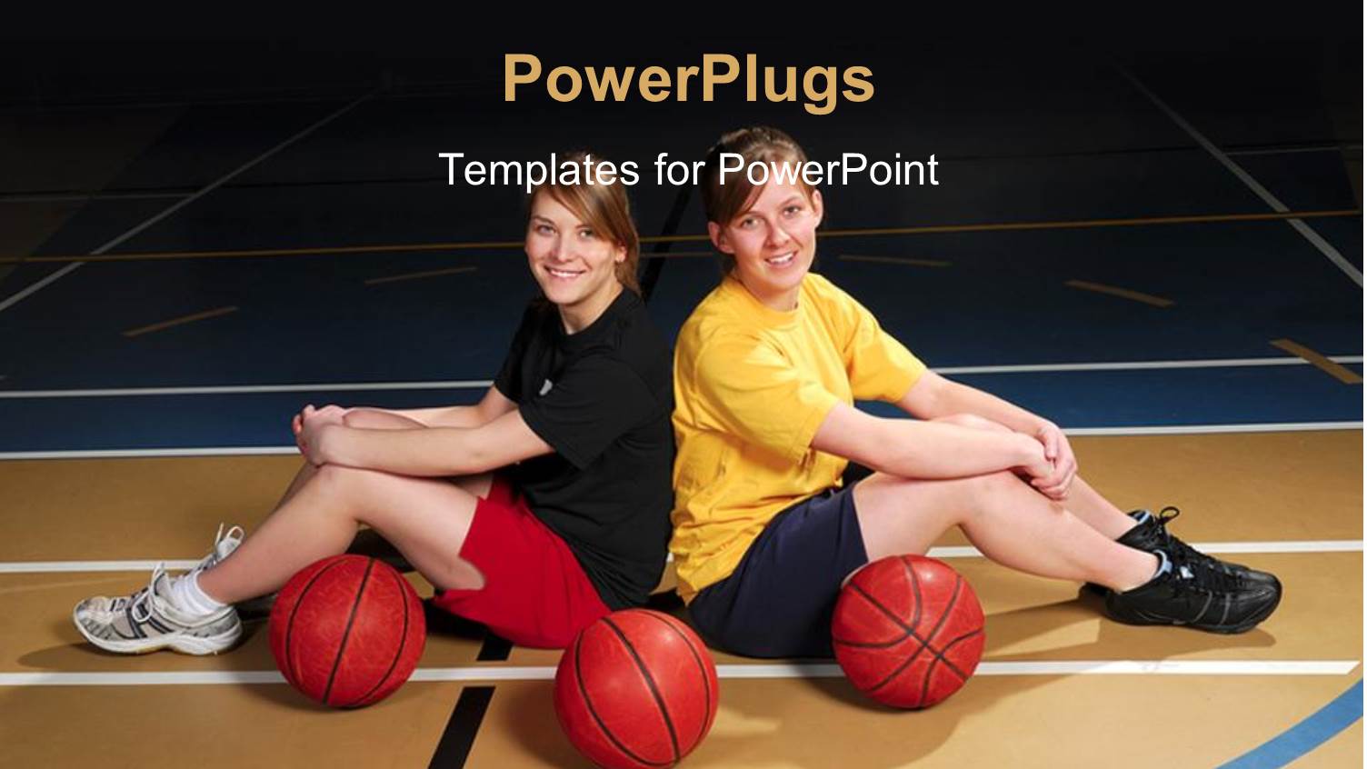 Two Basketball Players with Court in Background