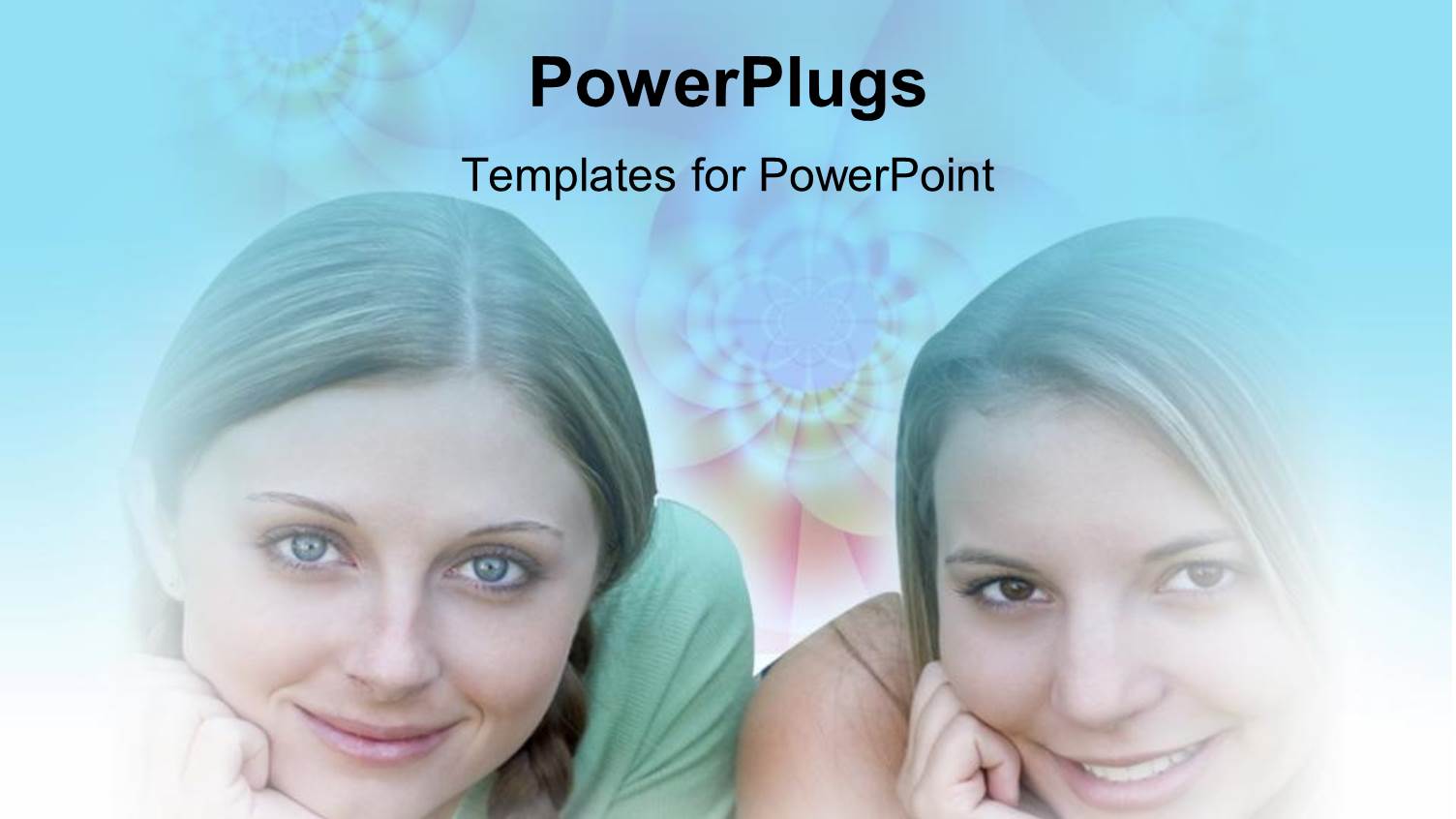 Two Beautiful Girls with Bluish Background