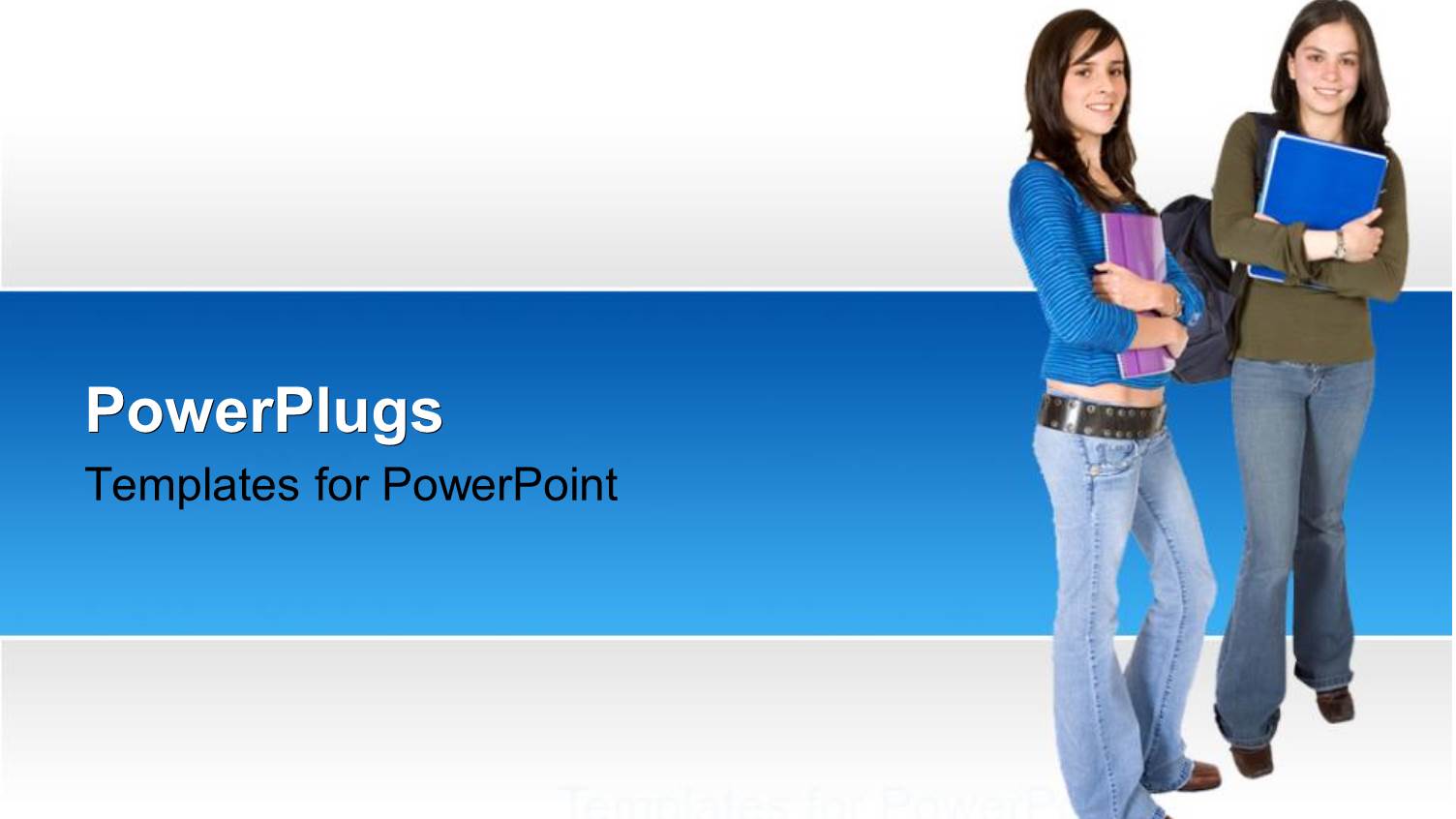 Two Beautiful Ladies Dressed for School with Backpacks and Books 