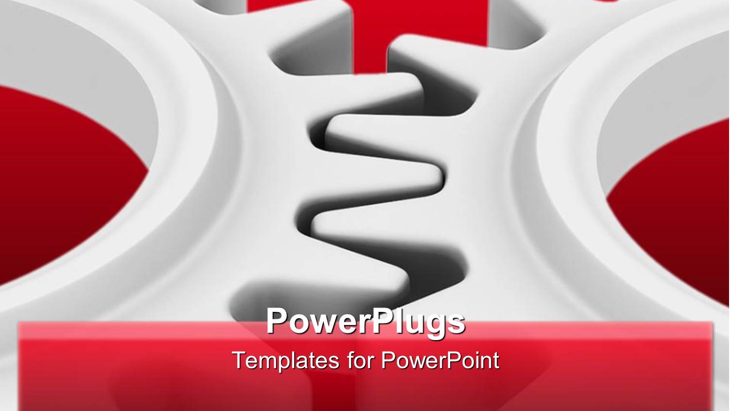 Two big Ash Colored Gears Interlocked on a Red Background