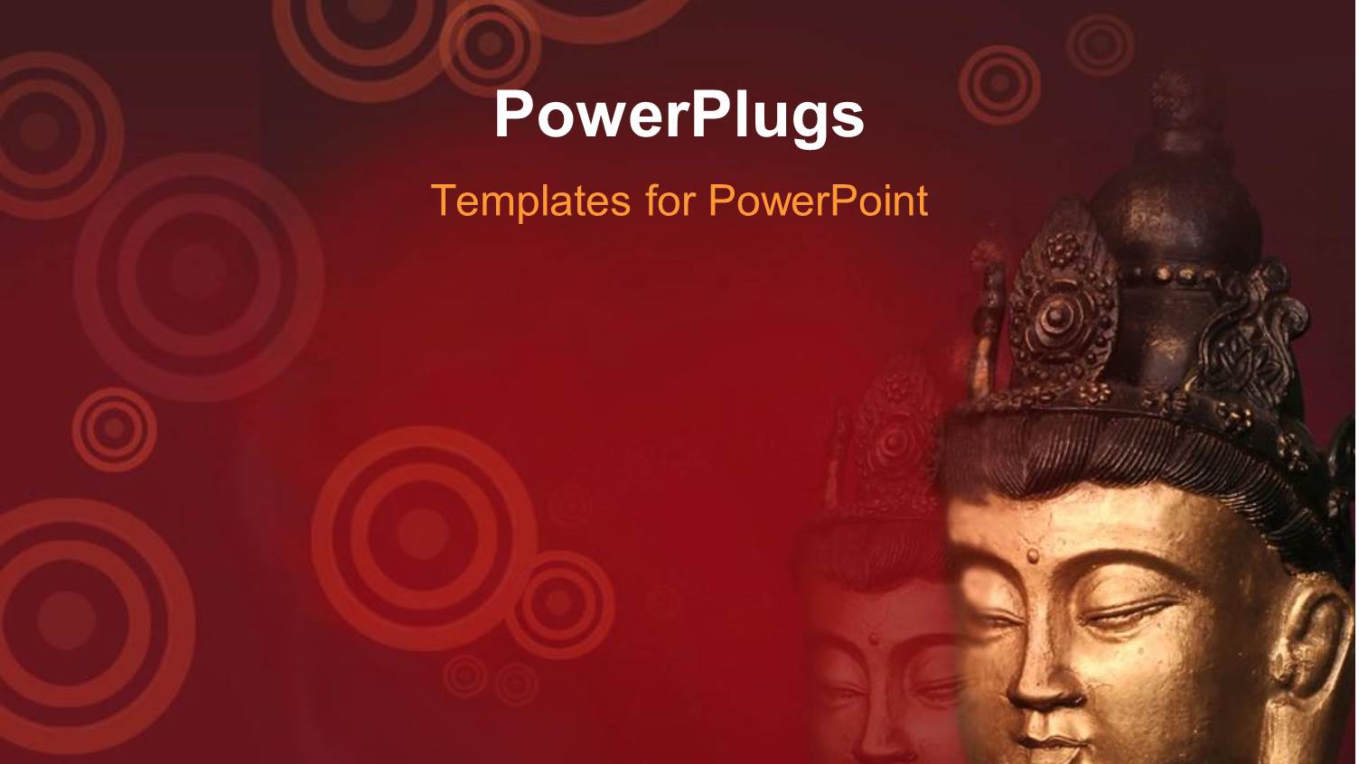 Two big Statue Buddha Heads on a Red Background