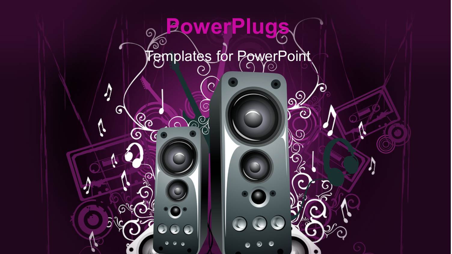 Two Black Speakers on an Abstract Purple Colored Background