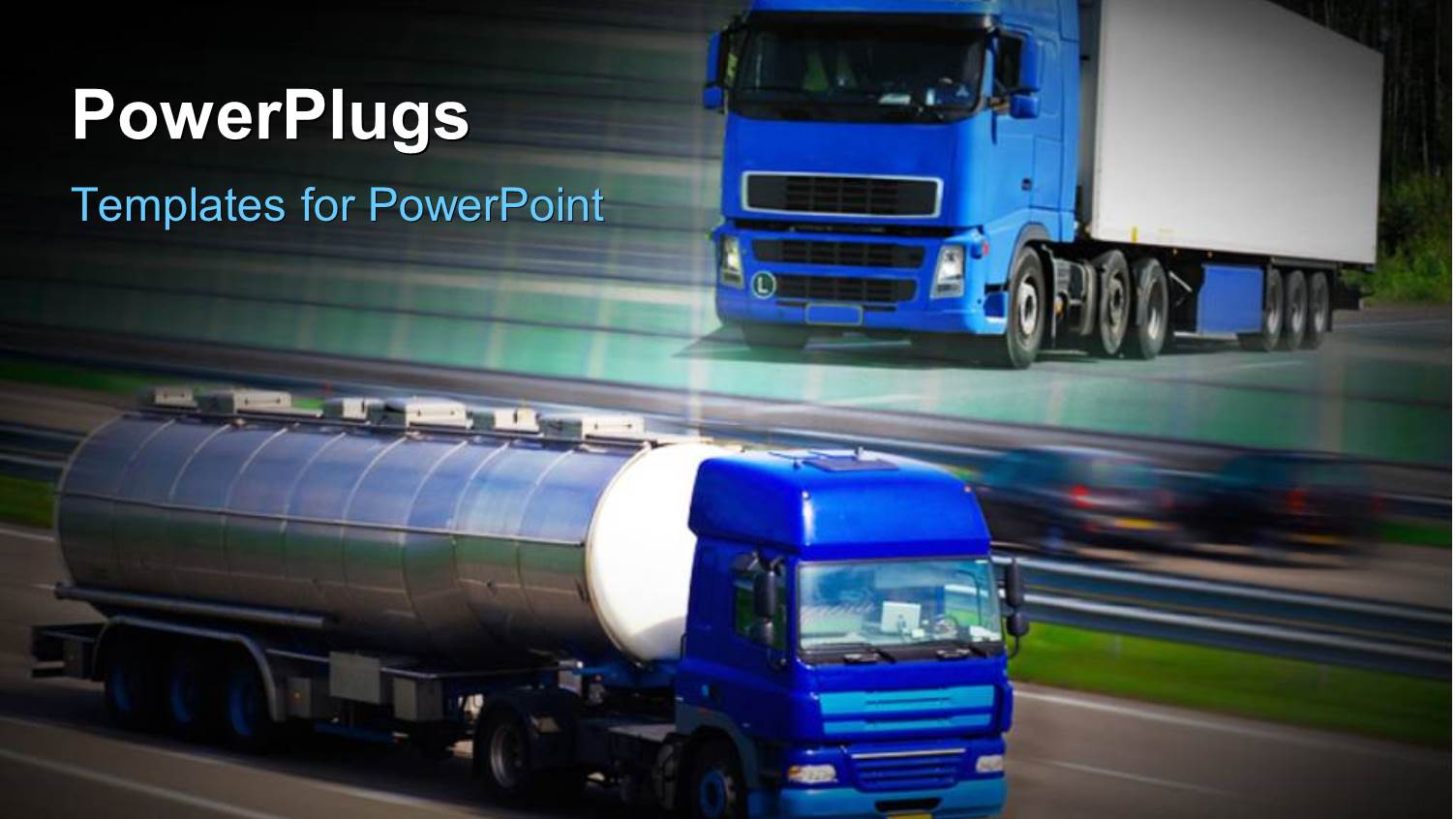 Two Blue Colored Trucks Moving Fast on Tarred Roads