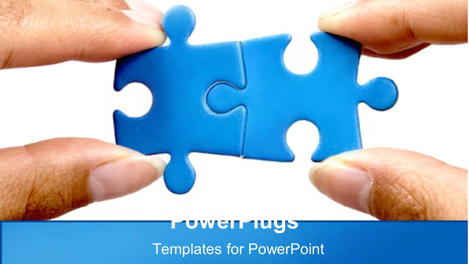 Two Blue Puzzle Pieces Fit Together Blue Background