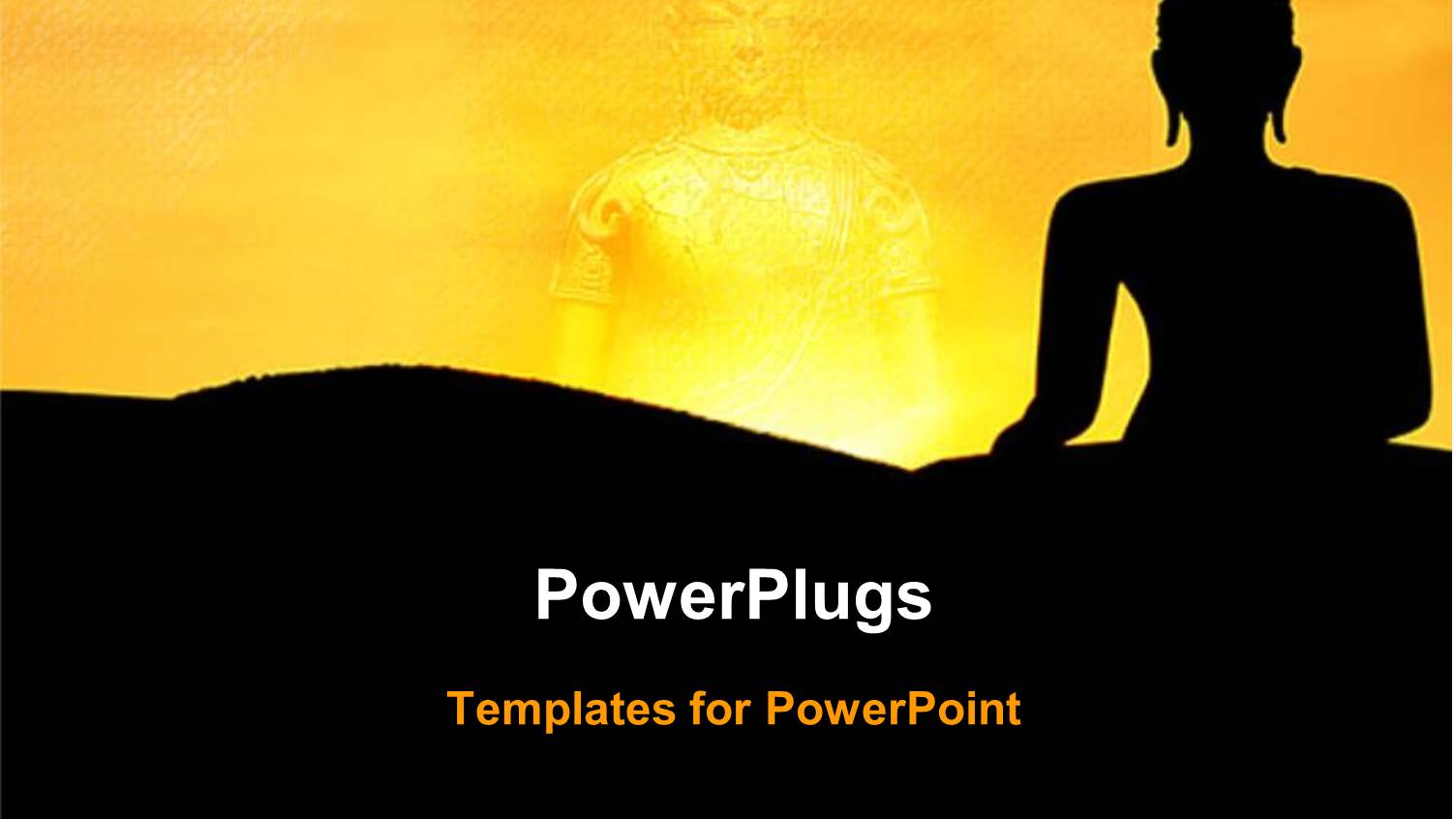 Two Buddha Images on a Yellow and Black Background