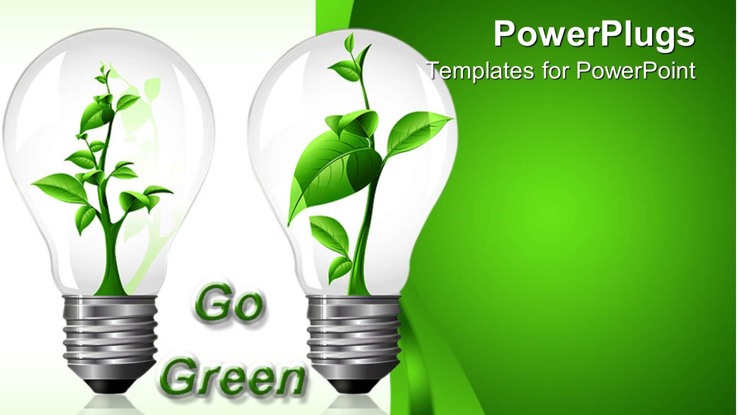 Two Bulbs with Green Plants Inside in Green Background