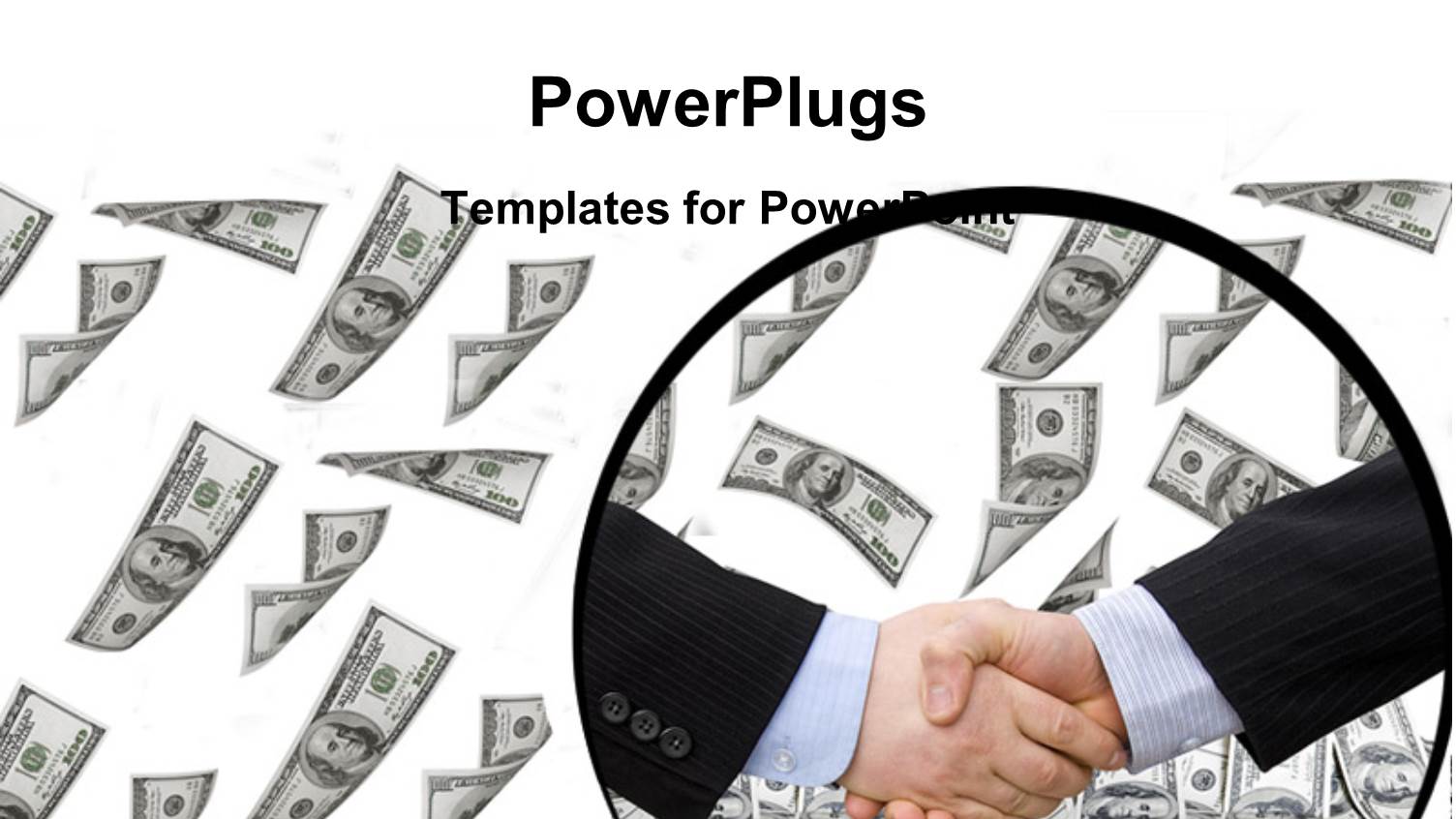 Two Business Men Having a Handshake with Lots of Dollar Bills Behind them