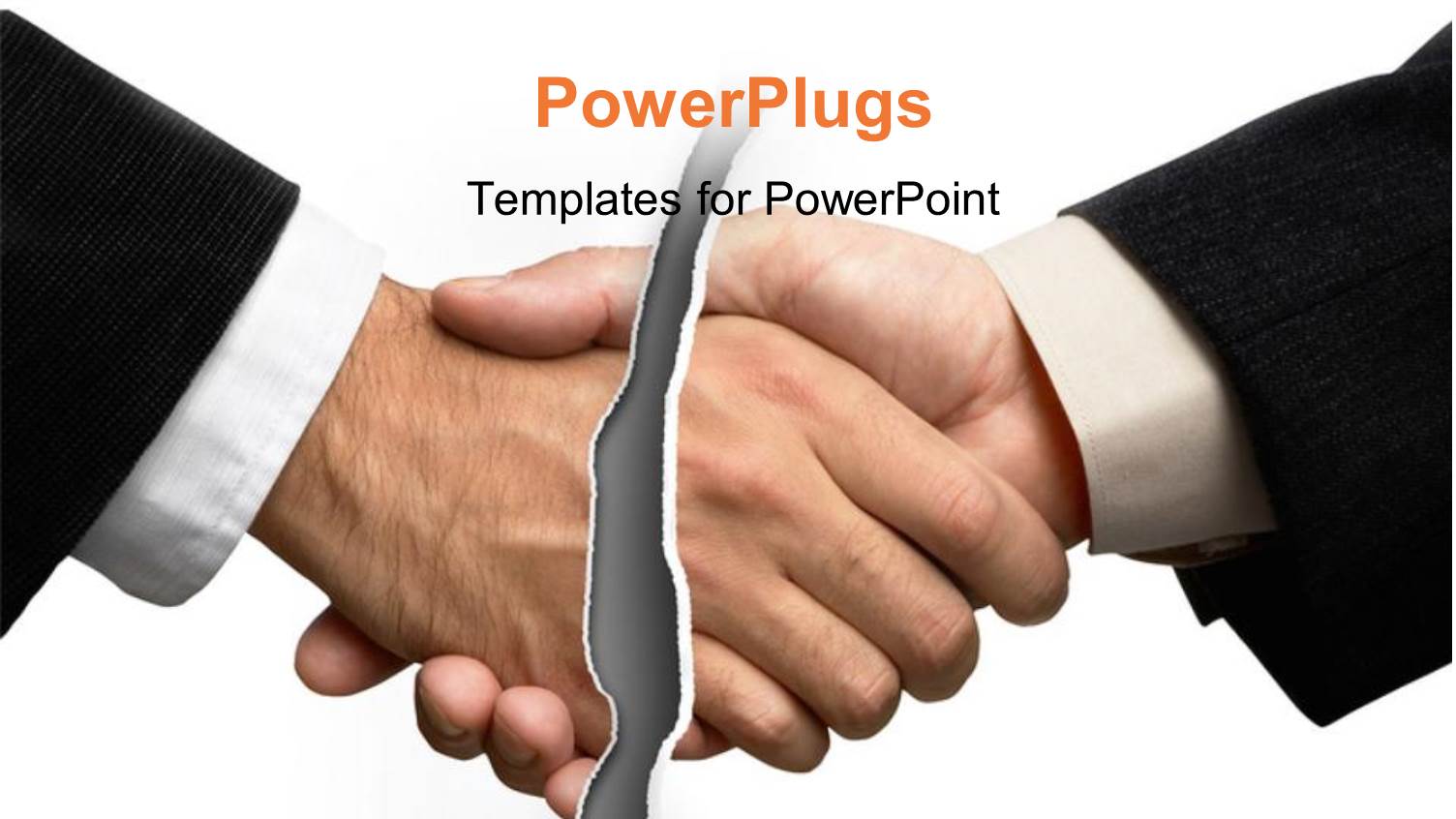 Two Business Men Shaking Hands with a Slash Breaking them