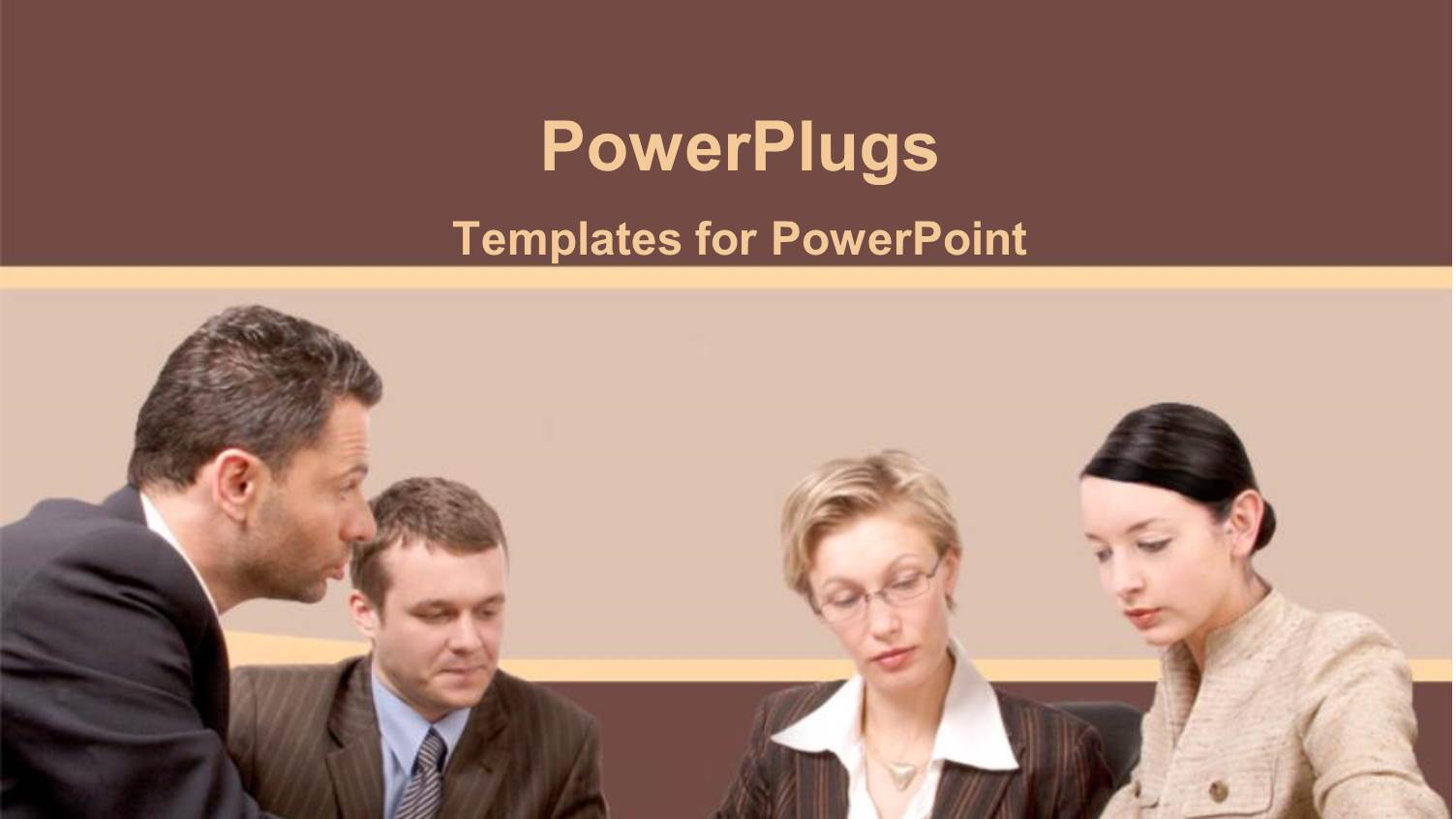 Two Business Men and Two Women Paying Attention to presentation on Table