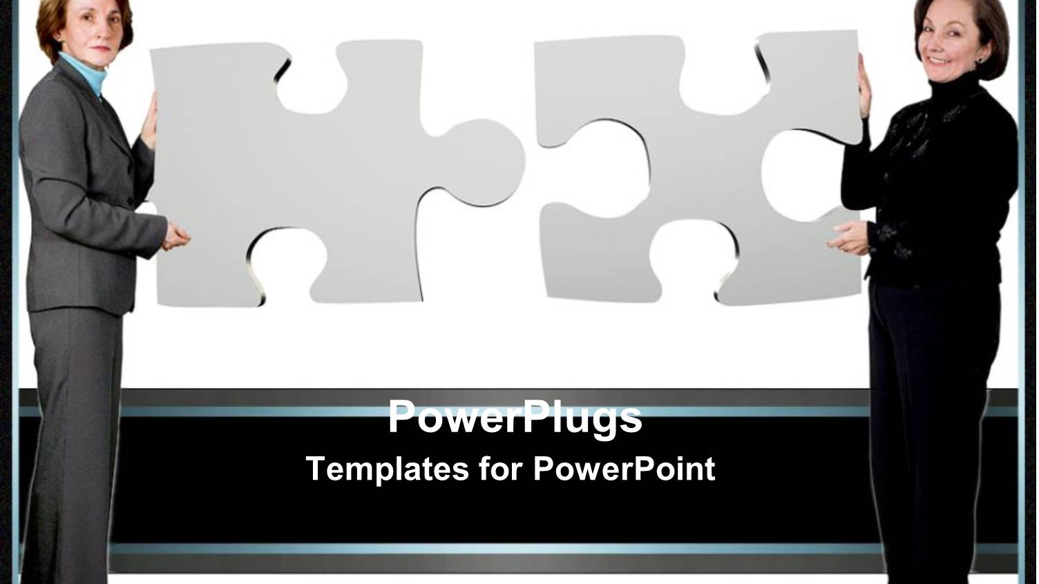 Two Business Women Holding Two Pieces to a Puzzle