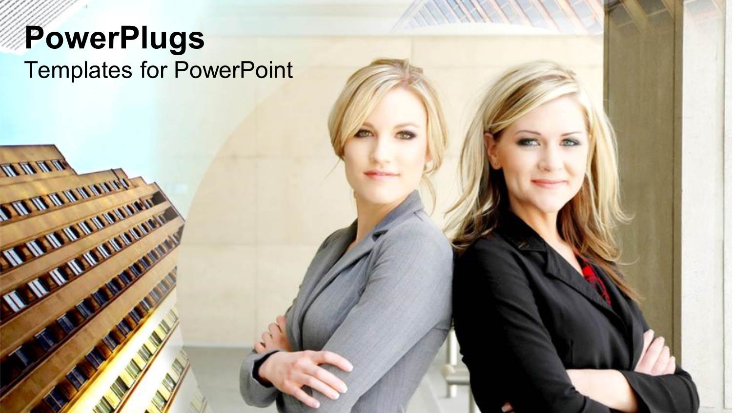 Two Business Women with Skyscrapers, Female Executives, Management