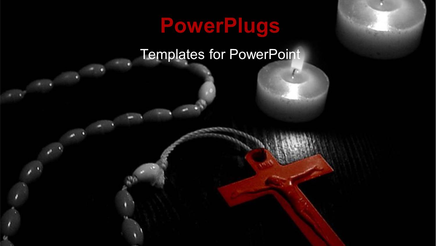 Two Candles and a Rosary on a Black Surface