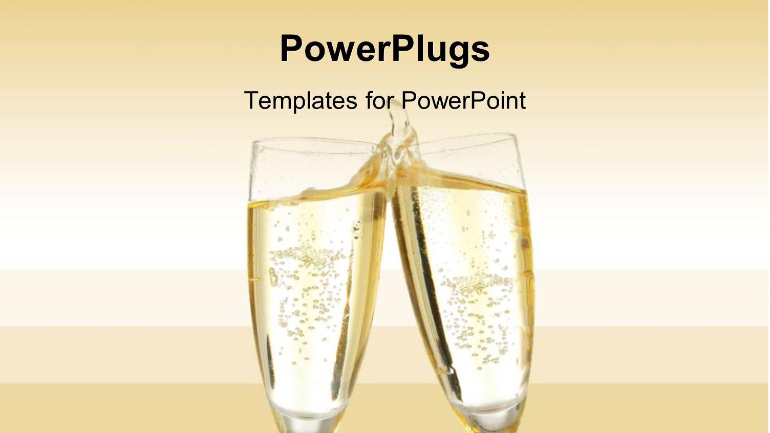 Two Champagne Glasses Making a Toast with a Splash on a Gradient Champagne Colored Background