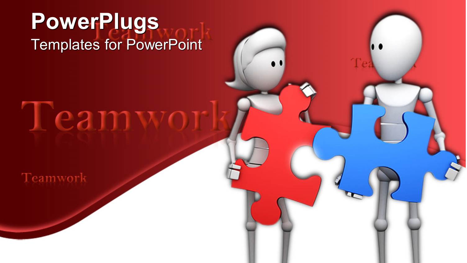 Two Characters Holding a Blue and Red Puzzle Piece