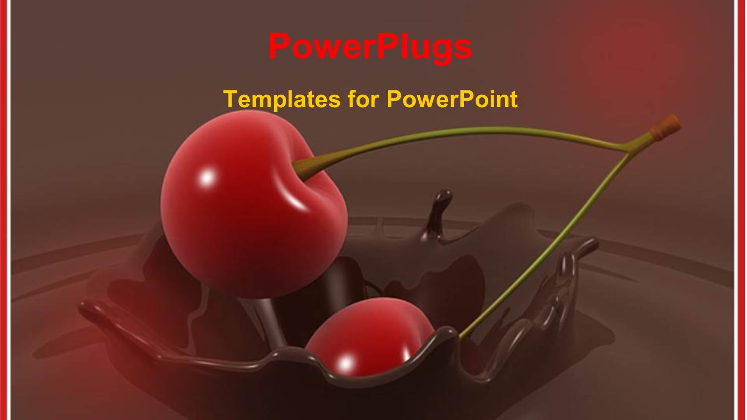 Two Cherry Bulbs Falling into a Pool of Chocolate