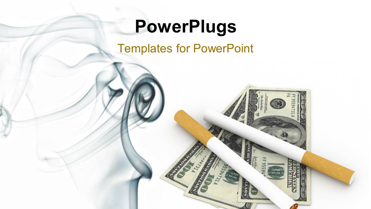 Two Cigarettes on some Dollar Bills with Black Smoke