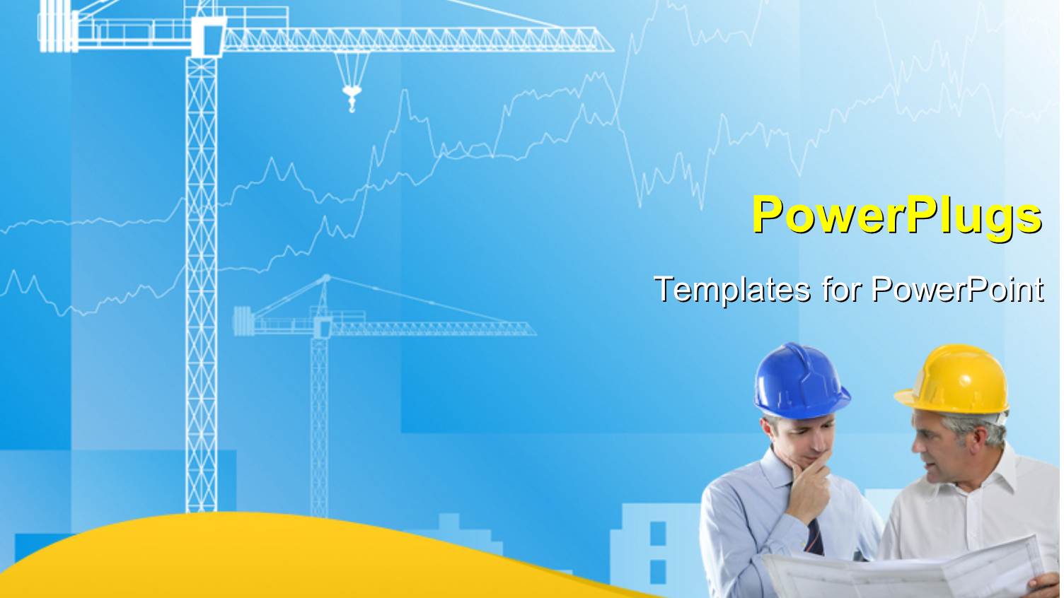 Two Construction Workers with Bluish Background and a Machine