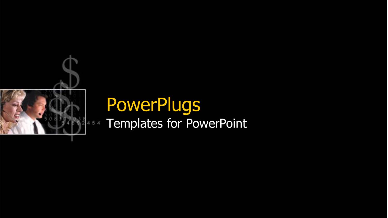 Two Customer Support Representatives with Dollar Signs on Black Background 