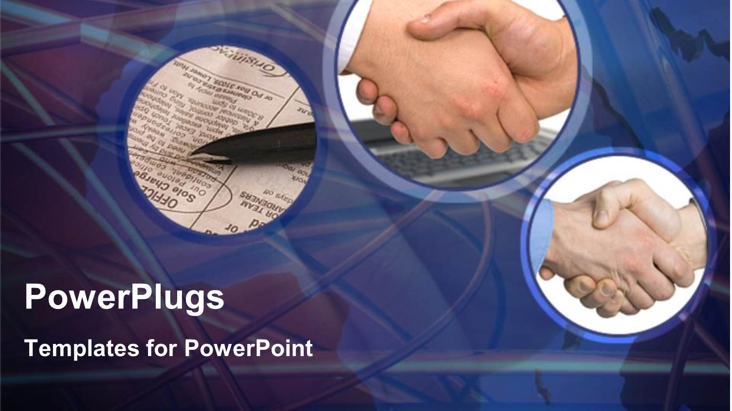 Two Depictions of Hands Shaking and Pen on Circled Classified Ad