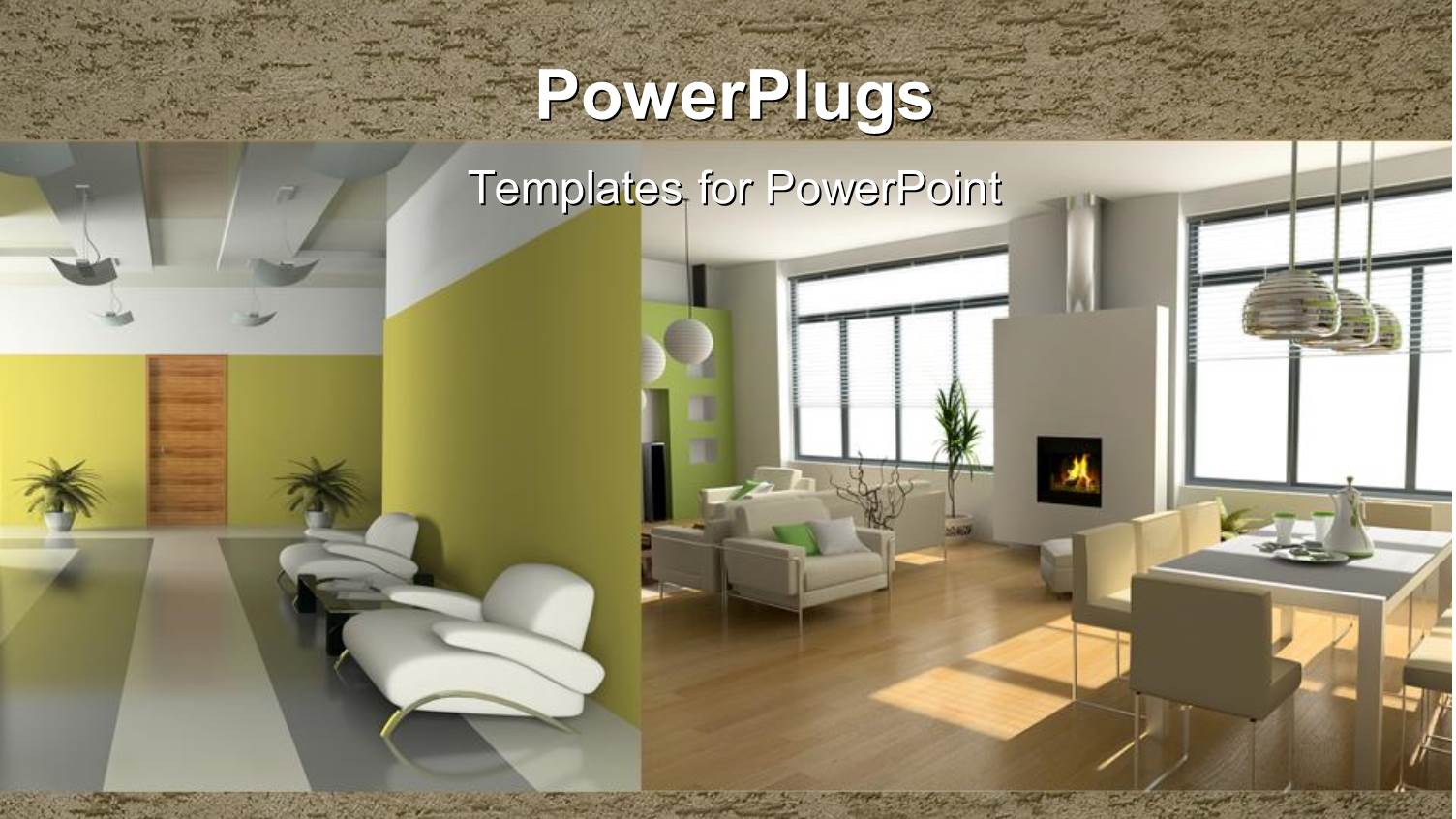 Two Depictions of Interior Design with Armchairs, Table and Chairs and Fireplace