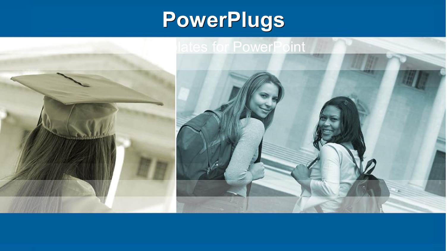 Two Depictions of University Students, One Graduating Girl with Graduation Cap and Two Girl Students with School Bags