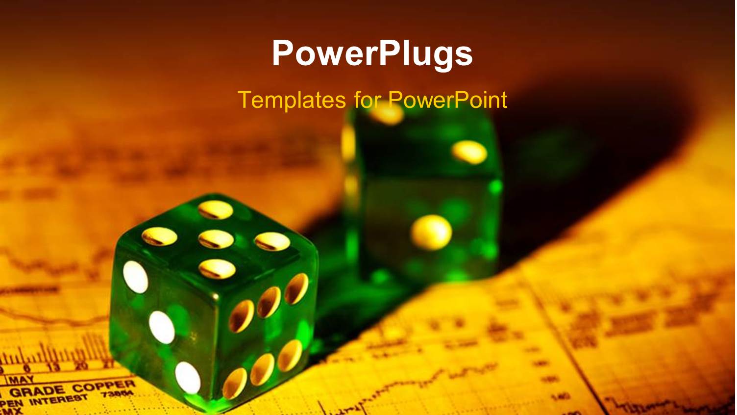 Two Dices with  Financial Report in the Background