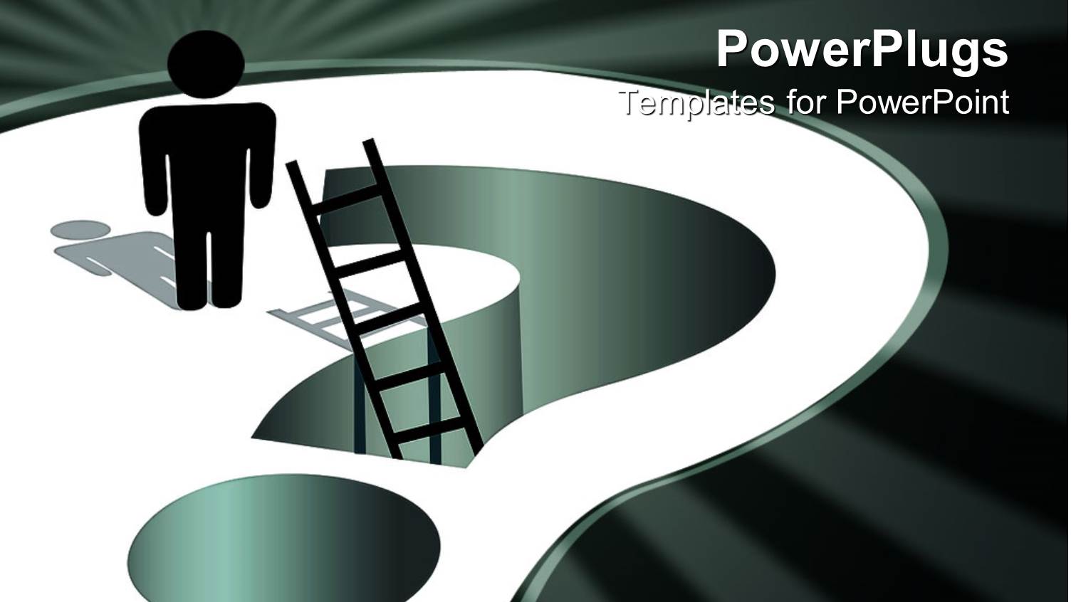 Two Dimensional Man Climbing Ladder Over Question Mark Sign