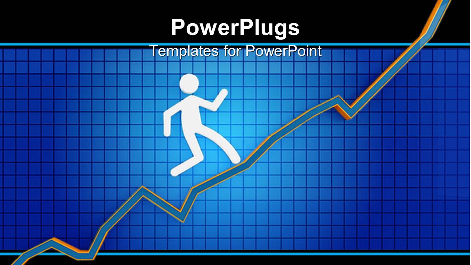 Two Dimensional Man Running Up Arrow on Financial Chart