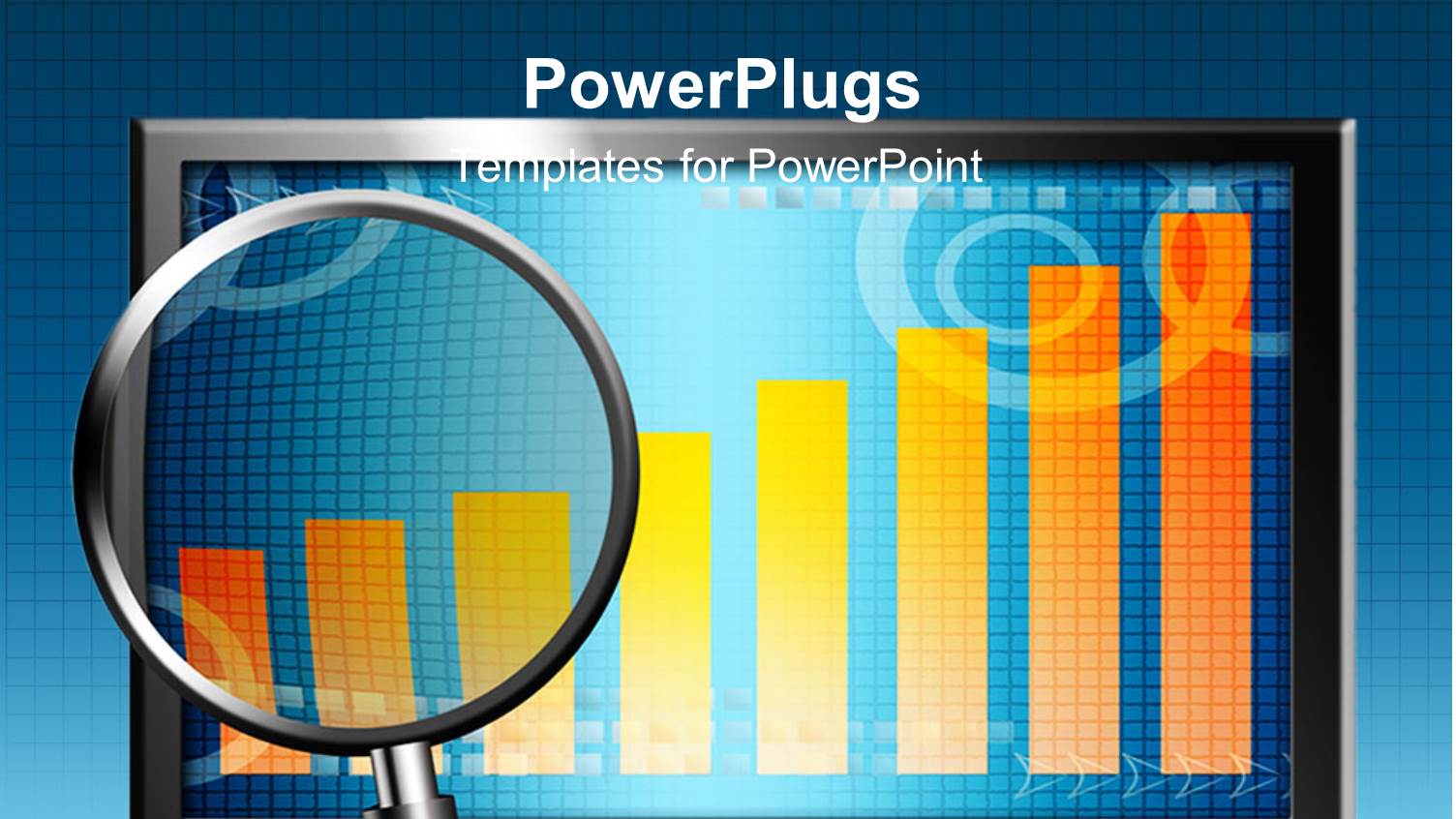 Two Dimensional Orange Bar Charts on Screen with Magnifying Glass