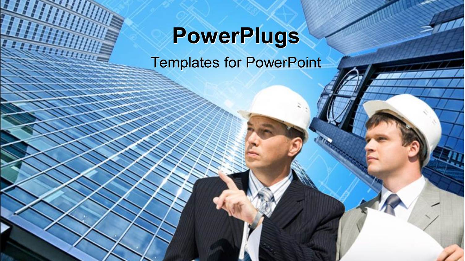 Two Engineers with Skyscrapers in the Background