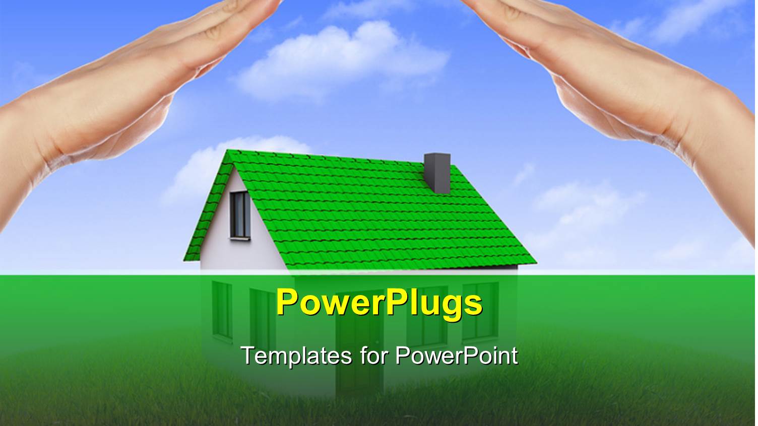 Two Female Hands Joined Over a small Green House