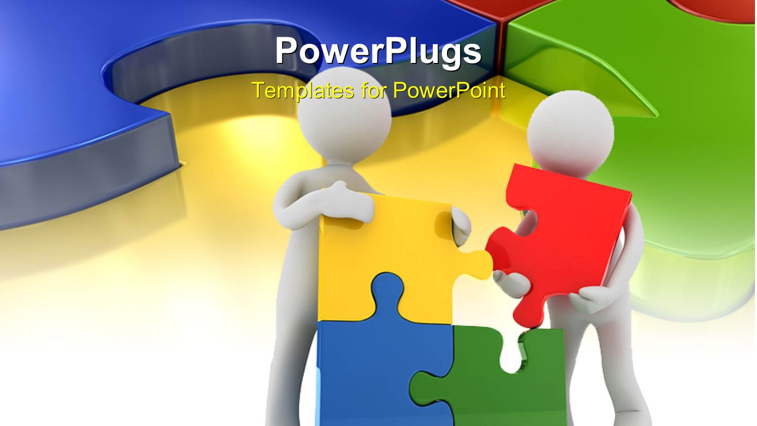 Two Figures Joining the Puzzle Pieces