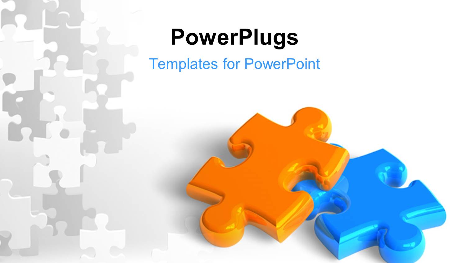 Two Glossy Puzzle Pieces Depicting Business Success with Grey Puzzles