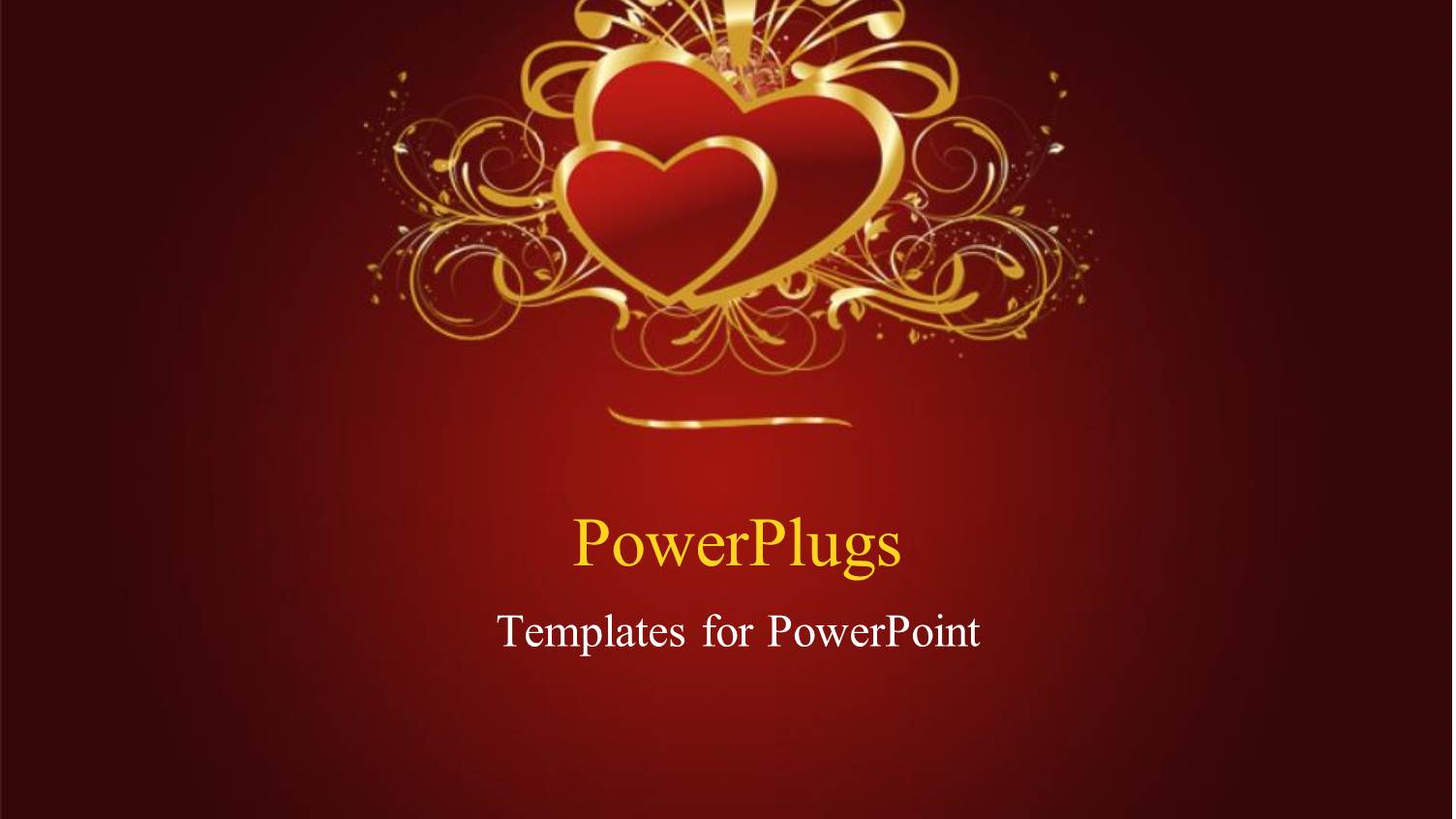 Two Gold Colored Hearts with Ribbons on a Red Background