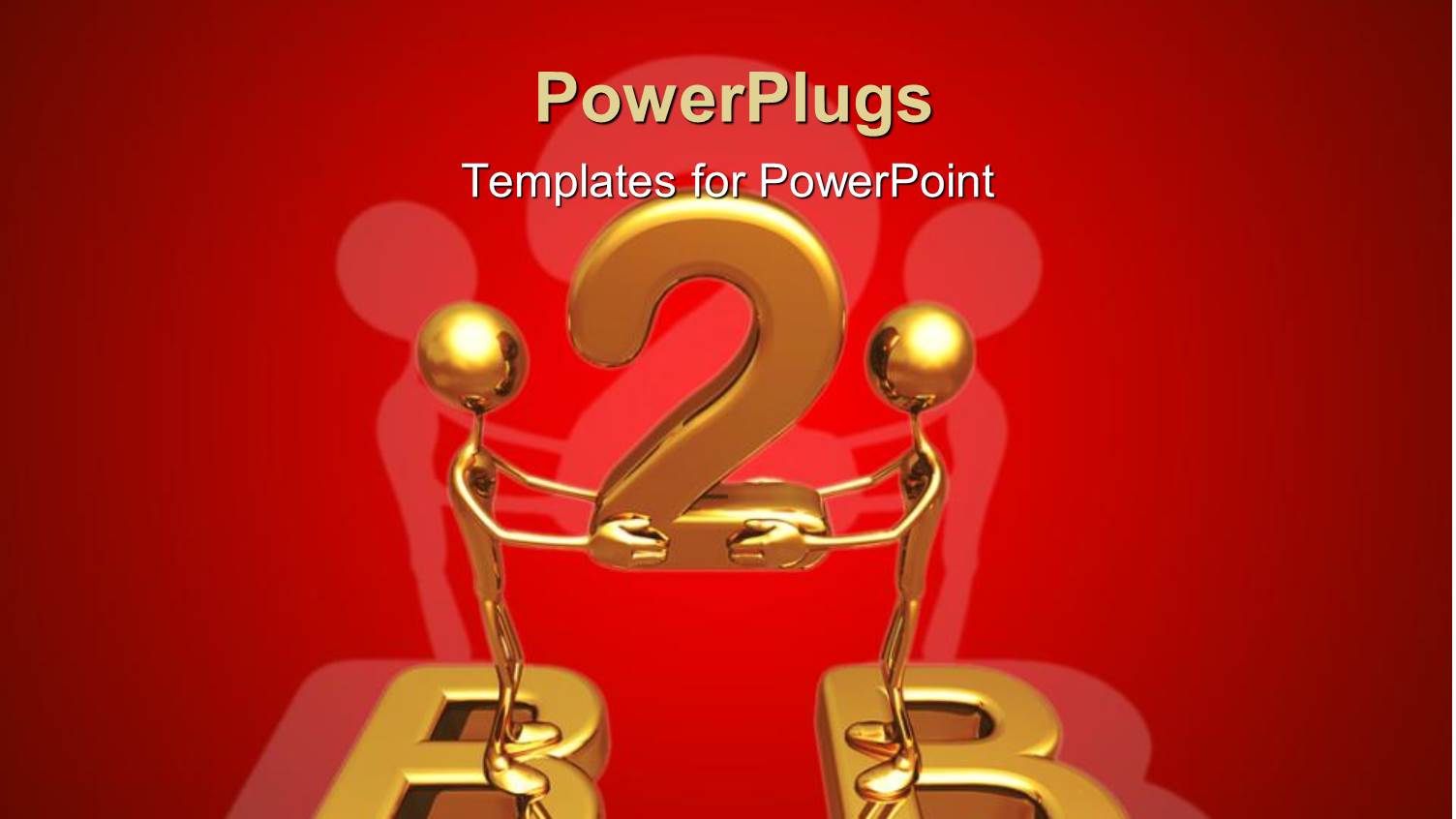 Two Gold Figures Standing on Letter Bs Holding Number 2