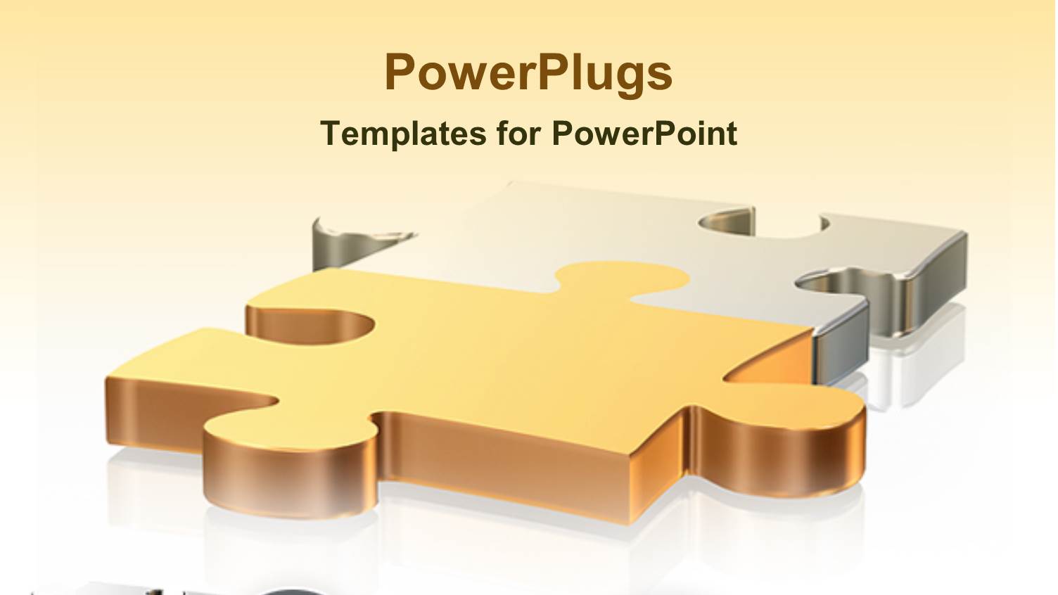 Two Gold and Silver Colored Puzzles Interlocked on a White Background