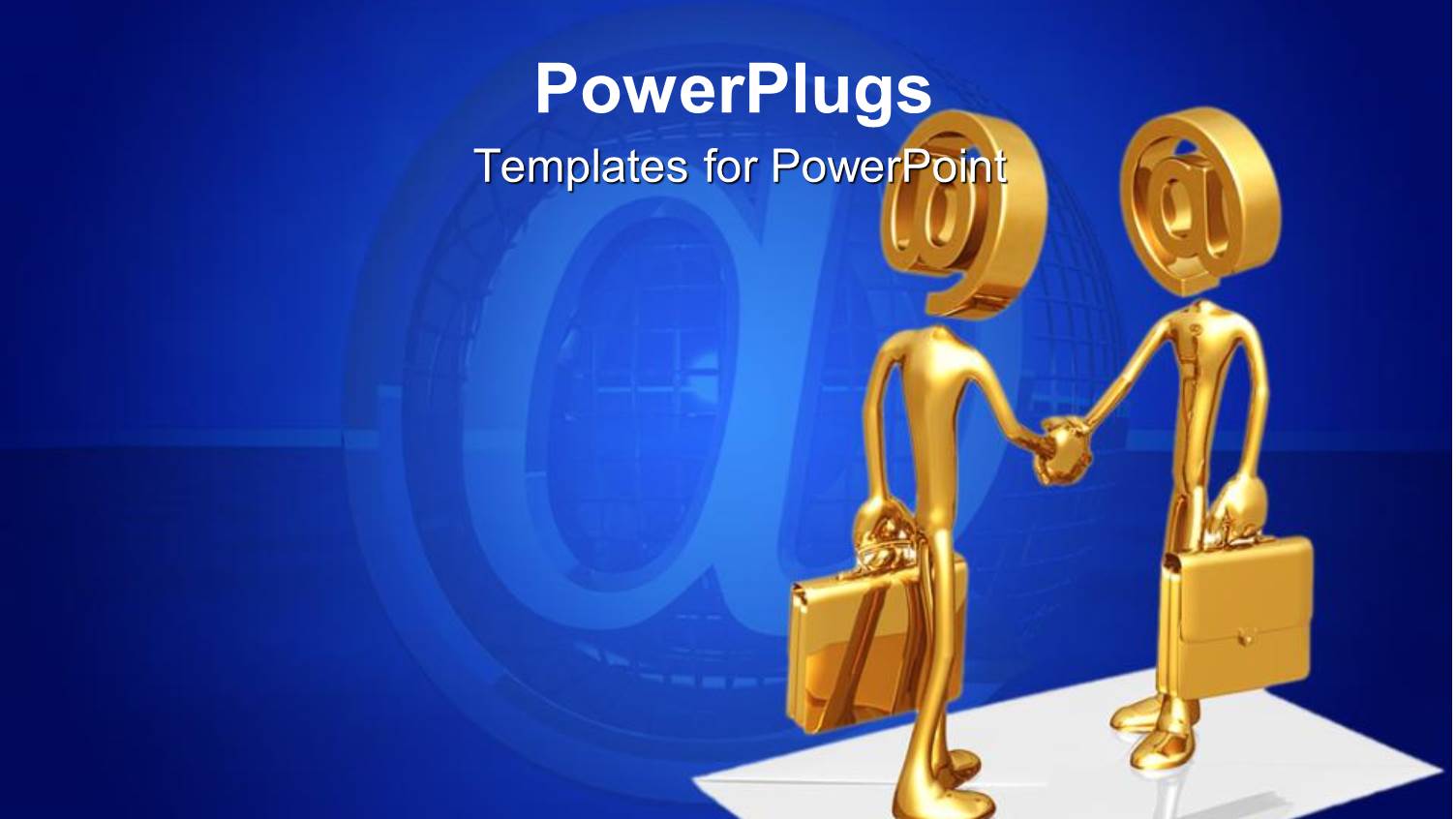 Two Golden Human Figures with the @ Symbols on a Blue Background