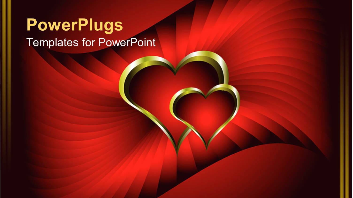 Two Golden Love Hearts Inter Linked on a Red Background