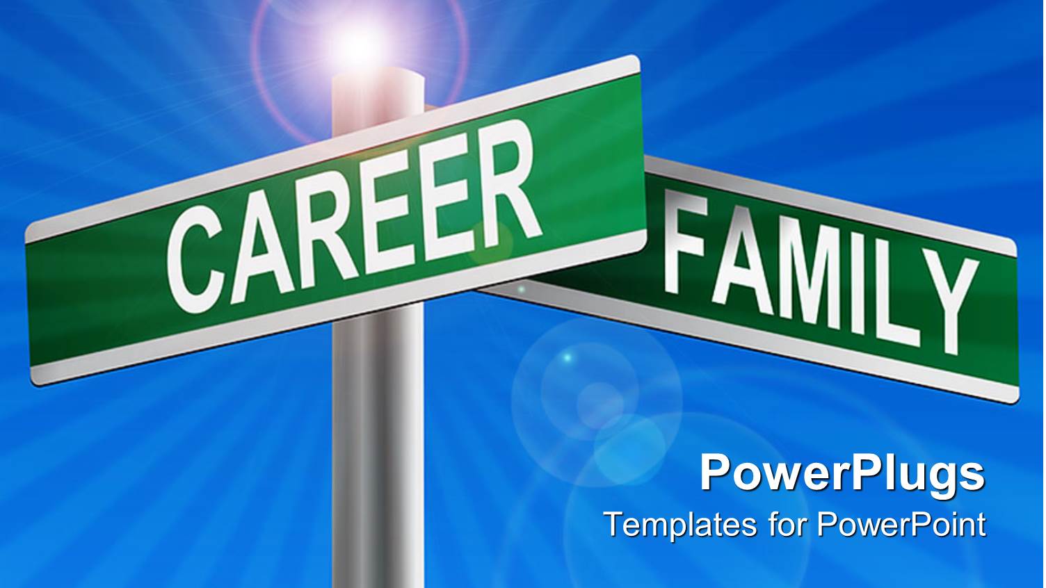 Two Green Signs Posts with a Career Family Text on them