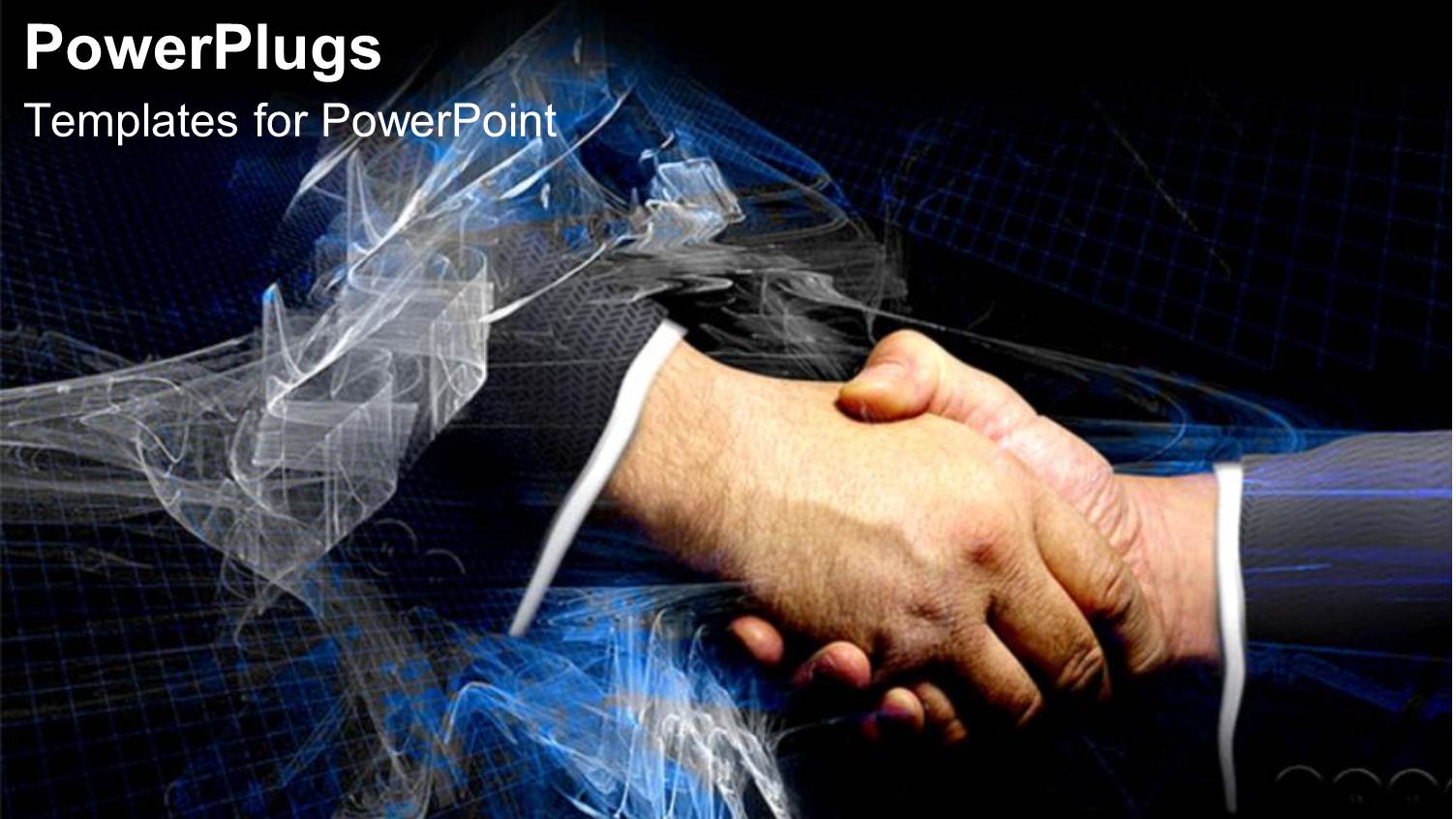 Two Hands Having a Hand Shake with Swirling White Line Around them