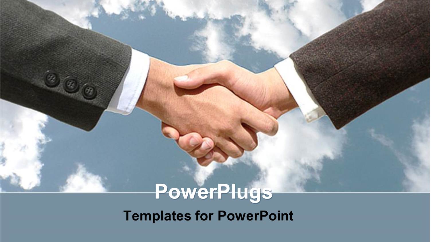 Two Hands Having a Handshake with a Clear Sky Background